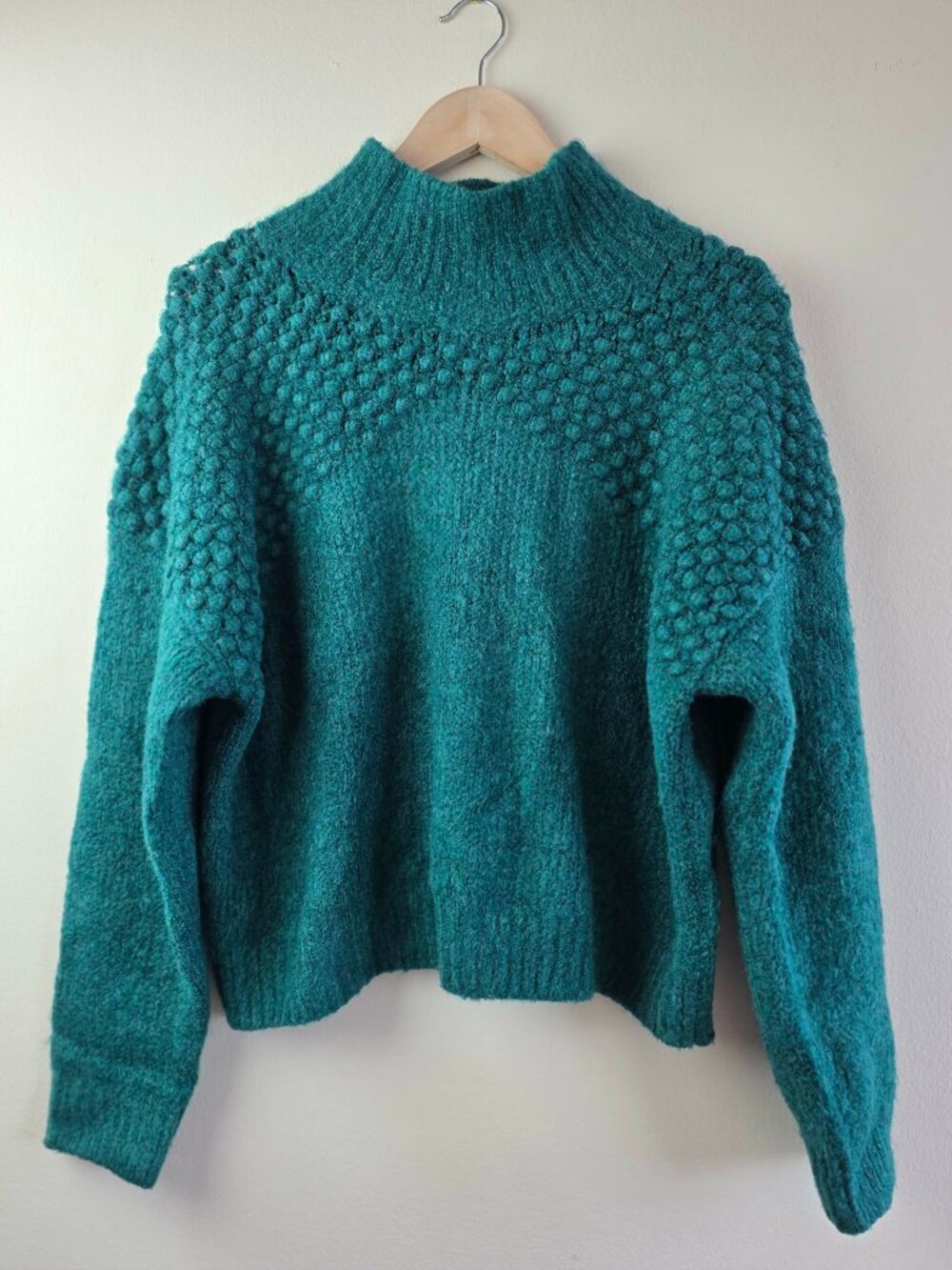 Free People Bradley Cropped Turtleneck Sweater Women's L Boho Chic
